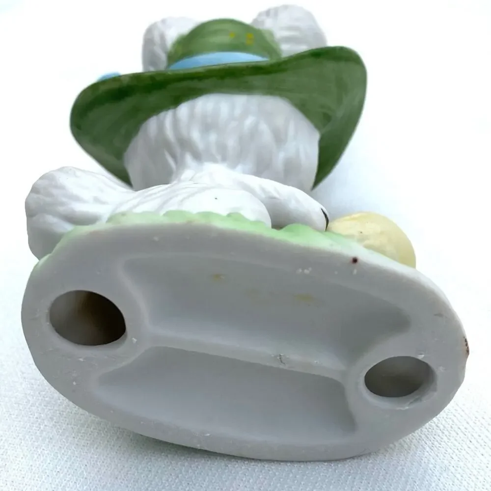 Cute Bunny &‎ Chick White Bisque Easter Figurine